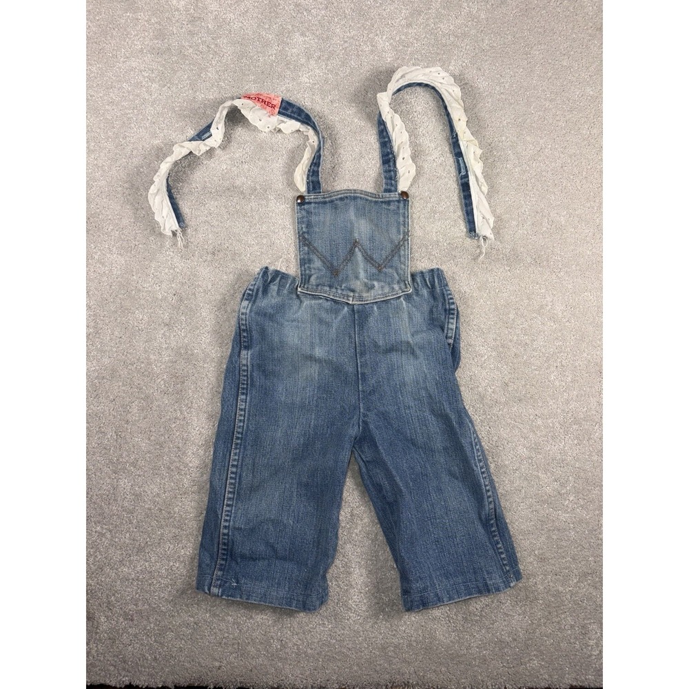 homemade wrangler jeans pocket girls overalls vtg 18 Month (Elastic Not great)